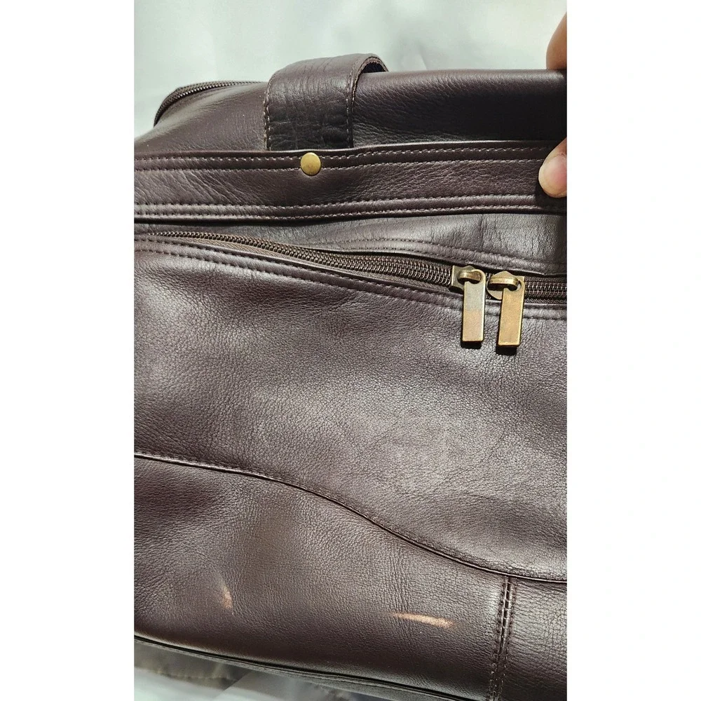 Links Kings Brown Leather Duffel Bag Travel Weekend Carry On Brass Hardware